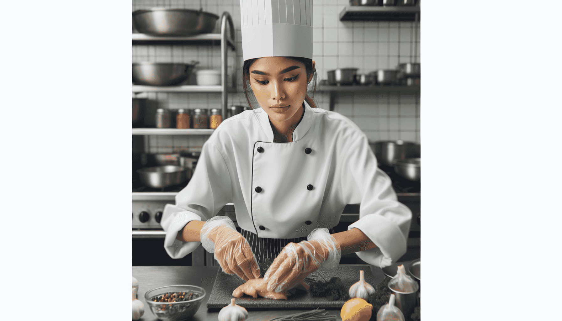 Chef preparing chicken